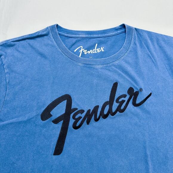 Fender Lucky Brand Shirt Mens XL Blue Graphic Logo Tee Guitar Music Crewneck NWT - Picture 1 of 13